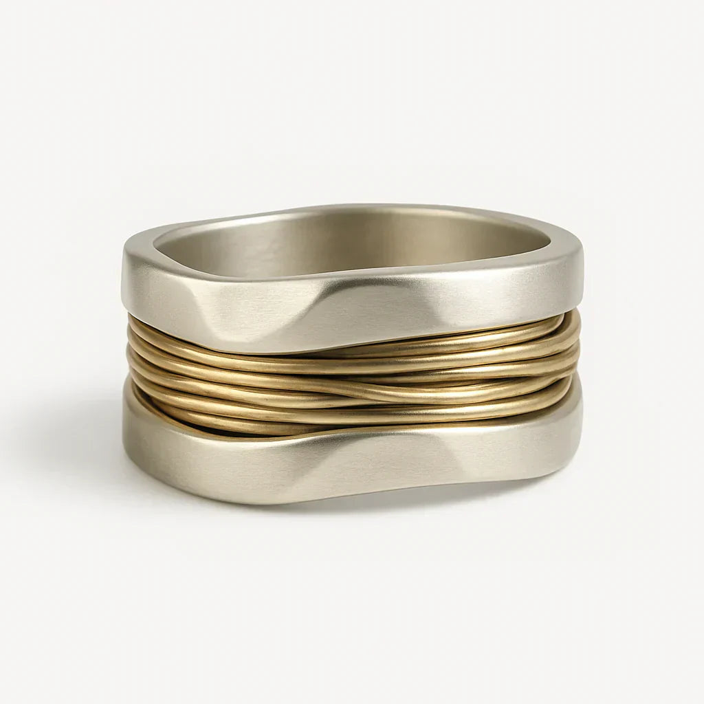 Silver Ring with Golden Threads