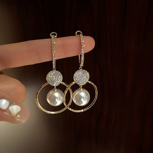 Luxury Pearl and Zircon Earrings
