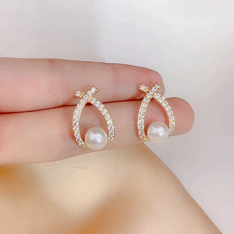 Pearl and Glitter Earrings