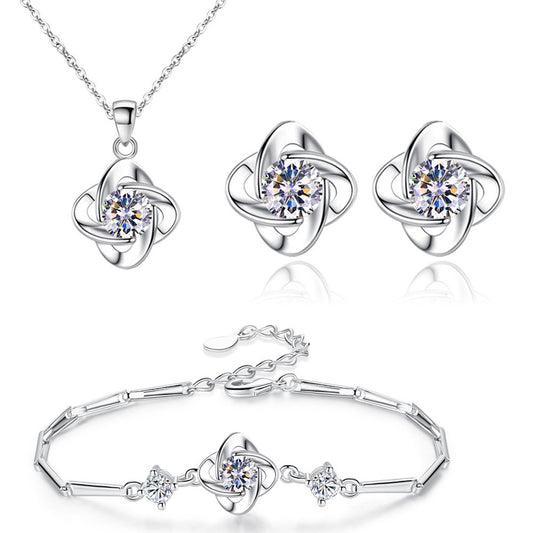 Seren Clover Loop Set | White Gold 16k