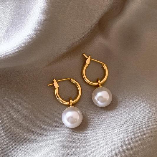 Elegant Golden Pearl Earrings