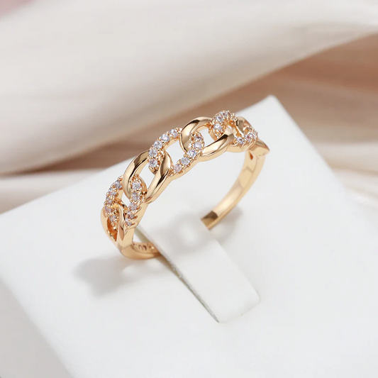 Elegant Ring with Golden Chain