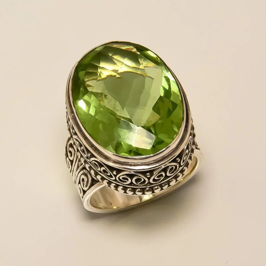 Vintage Ring with Olive Crystal