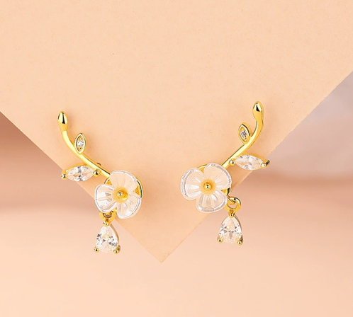Crystal White Blossom Earrings