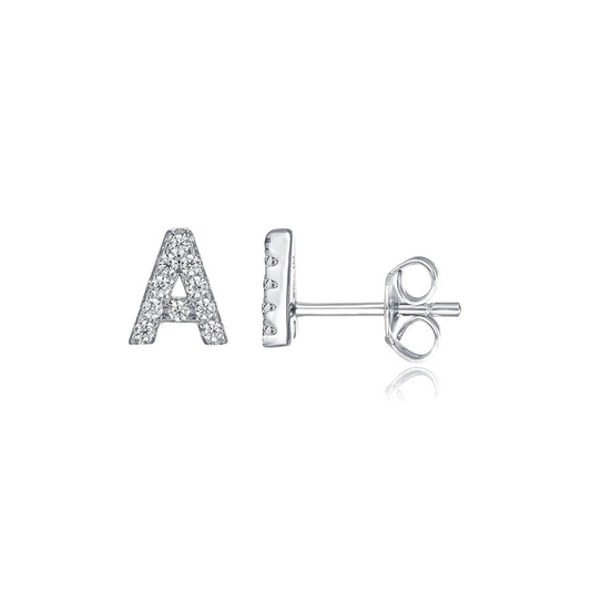 Initial Earring 1pc | White Gold 16k